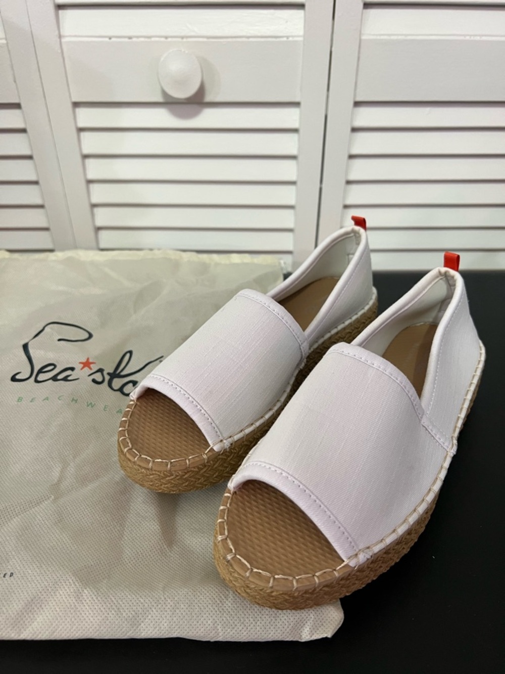 Sea Star White Canvas Espadrille Slide - Women's